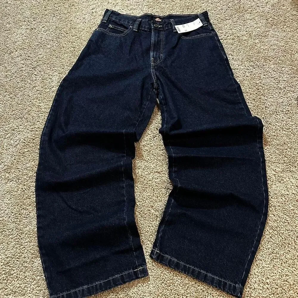 Dickies Men's Navy and Blue Jeans
